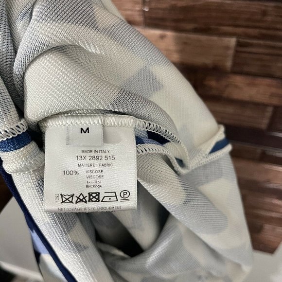 GIVENCHY Geometric Pencil Dress Blue Navy White Knit Stretch Size M Sleeveless - Picture 10 of 11